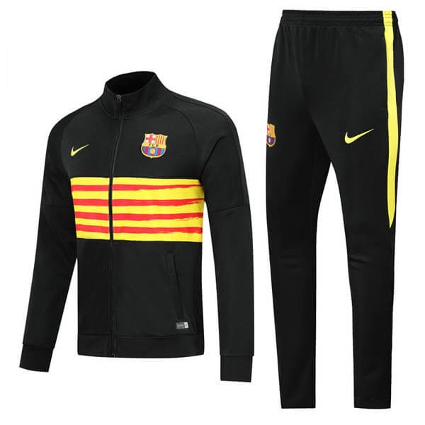 Survetement Football Barcelone 2019-20 Noir Jaune Rouge